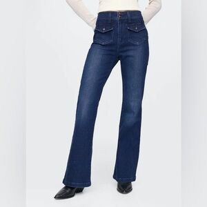 GAP Two Button Patch Pocket High Rise Flare Women's Jeans